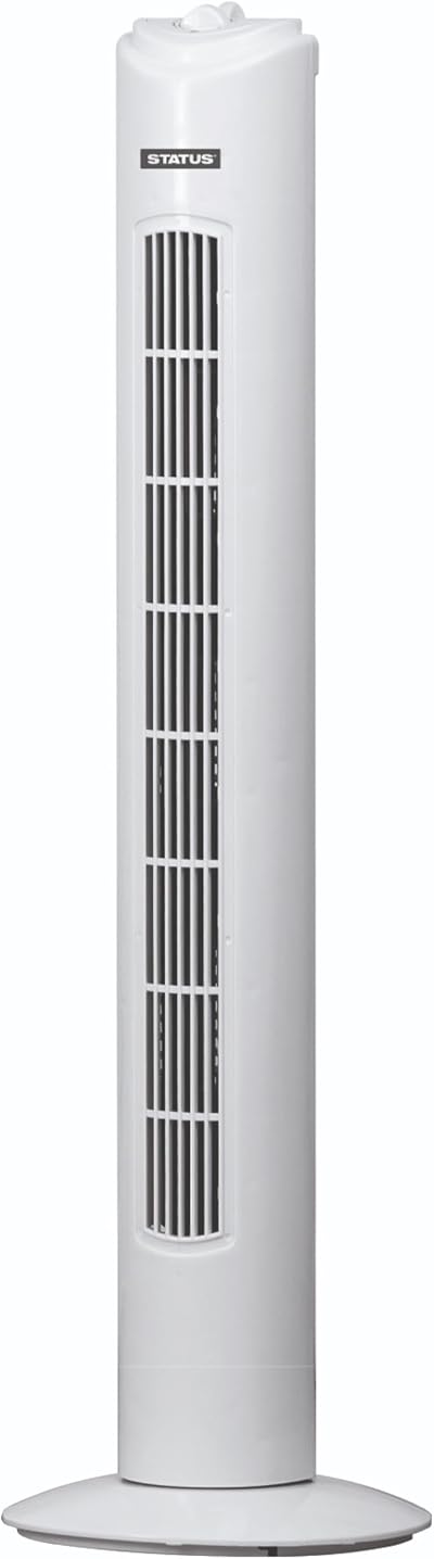 Status 32-Inch Oscillating Tower Fan, 3 Speed Settings, Portable White