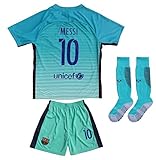 2016/2017 BARCELONA #10 LIONEL MESSI THIRD GREEN SOCCER JERSEY & SHORTS YOUTH SIZES