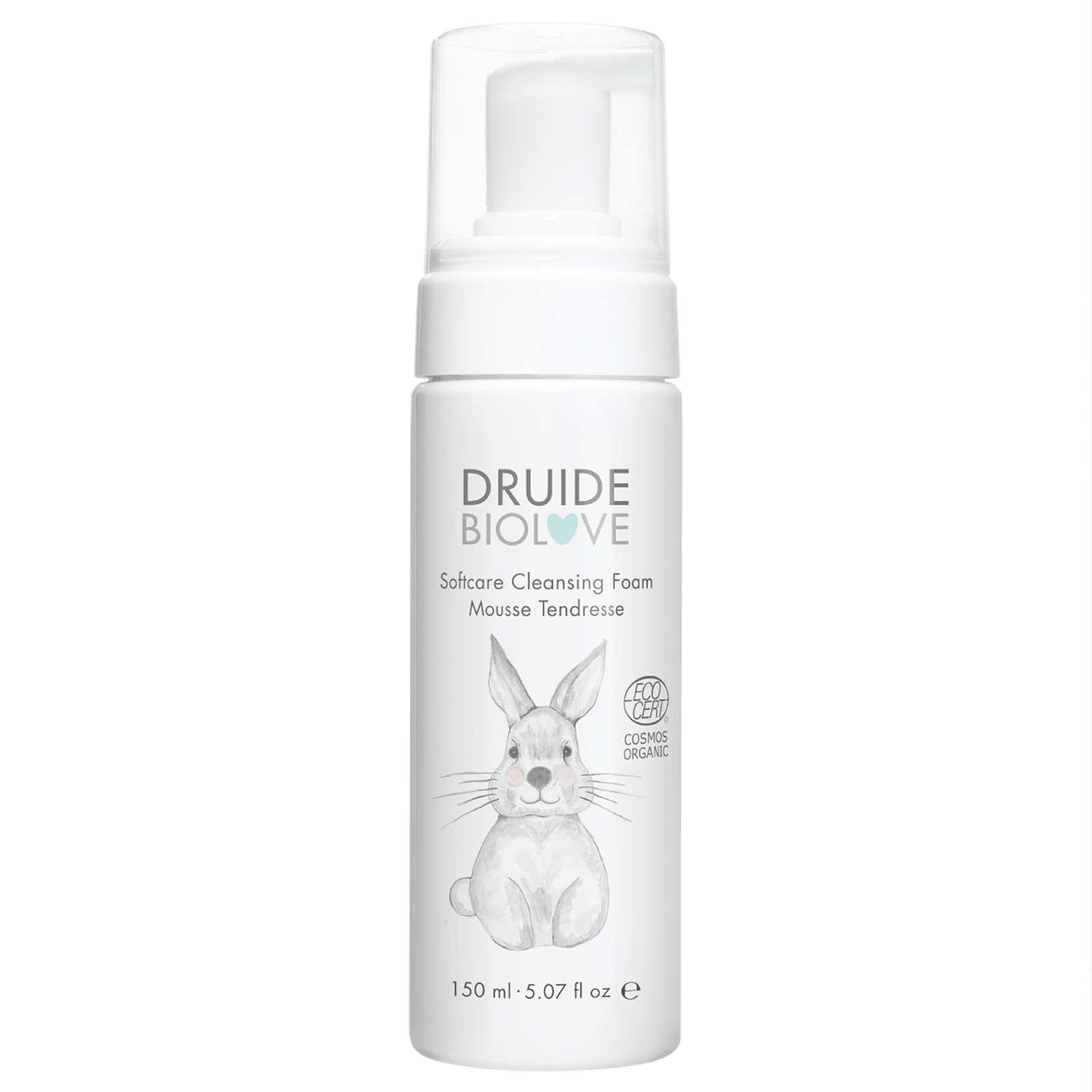 Druide Biolove Organic Cleansing Mousse Nourishing Aloe Vera Restores Natural Sheen Oat Soothes Irritation for Face & Body Dry Sensitive Skin, All Ages 150ml