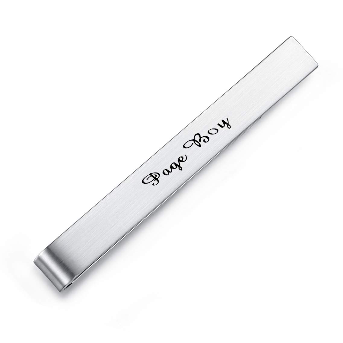 Honey Bear Mens Wedding Marriage Tie Clip Bar - Normal Size Stainless Steel Gift,5.4cm,Brushed SIlver (Pageboy)