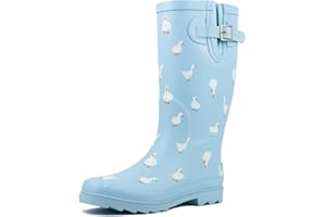 landchief Rain Boots for Women, Waterproof Ladies Tall Knee High Rubber boots,Comfort Garden Boots Anti-Slip Mid Heel Women Rain Shoes Outdoor