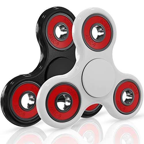 GoSpin Fidget Hand Spinners [Prime 2-Pack] Best Gift Toy for Kids, Adults, and Fidgeters with Anxiety, Stress Relief, ADHD, Boredom - Spinner is More Fun Than Cube, (Black & White)