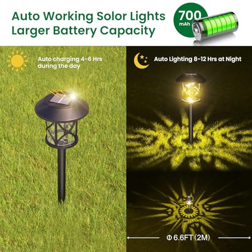 Quntis 8 Packs Outdoor Solar Lights, Waterproof IP65 Solar Garden Lights, Automatic Solar Lamp, Warm White Solar Light for Garden, Pathway, Patio, Walkway, Lawn Home
