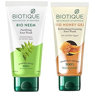 Biotique Bio Neem Purifying Face Wash for All Skin Types, 150ml & Biotique Bio Honey Gel Face Wash for All Skin Types…