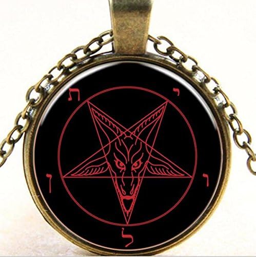Church of Satan Sigil of Baphomet Pendant,Glass Pendant Necklace