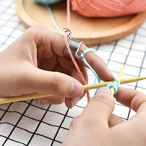 Jdesun 8 Pack Stainless Steel Yarn Guide Finger Ring Holder Knitting Thimble for Crochet Knitting Crafts Accessories Tool,2 Sizes