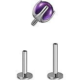 FINE4U 1PC 16G 6mm 8mm Cartilage Earring Stud for Tragus Conch Helix - ASTM F136 Titanium Screw on Flatback Stud Piercing Jewelry