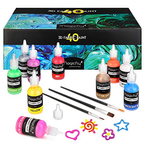 3D Fabric Paint, Magicfly 40 Colors Permanent Textile Paint With 3