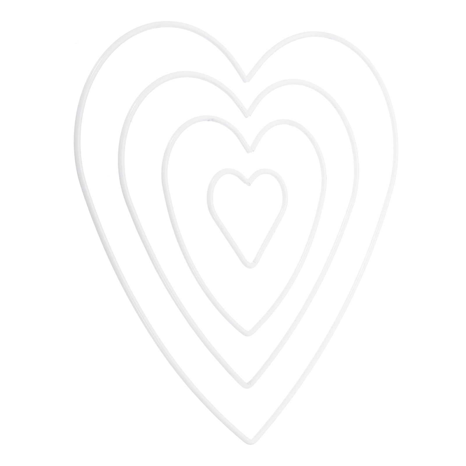 PATIKIL Heart Dream Catcher Rings, 4 Size Metal Christmas Macrame Wreath Floral Ring Hoop for Home Car DIY Craft Wedding Wall Hanging Decorations, White