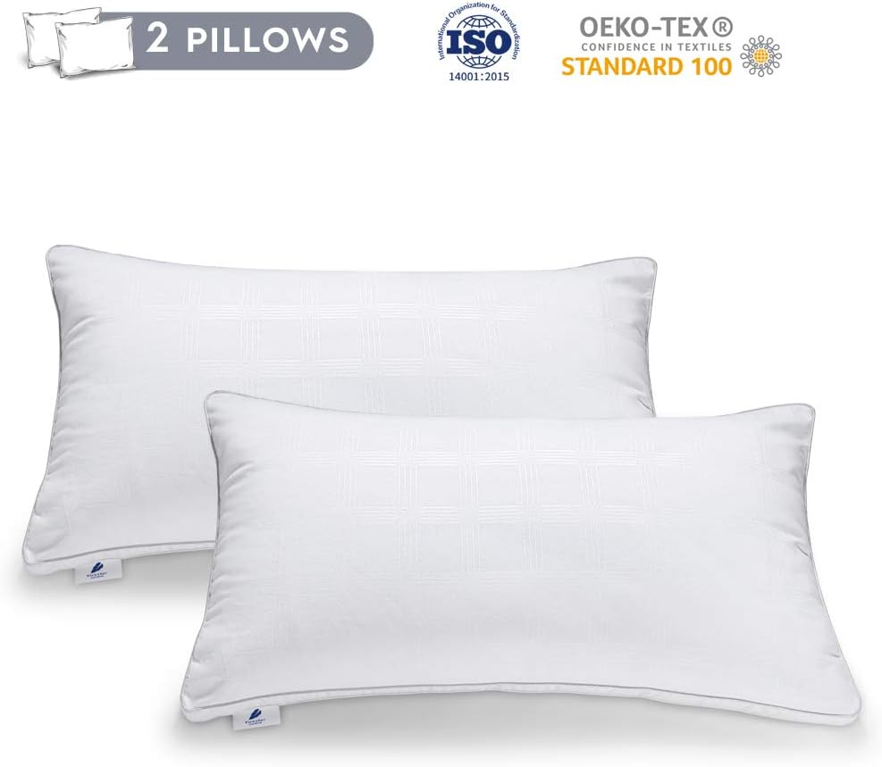 viewstar 2 Pack Sleeping Pillows Hotel Quality Bed Pillows Down Alternative Firm Pillows for Back Stomach and Side Sleepers Hypoallergenic Dust-Mite Resistant