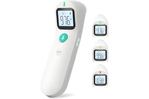 Femometer Family Thermometer for Adults and Kids, Forehead Thermometer with Comfortable Measuring Angle, Accurate Digital Thermometer with Fever Alarm, 35 Memory Recalls, LCD Display