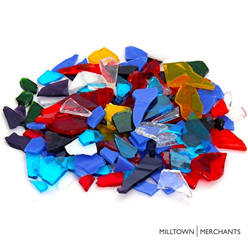 Milltown Merchants™ Stained Glass 10 lb Value Pack - Bright Stained Glass Assortment - Broken Glass for Stepping Stones and Crafts - Mixed Color Glass Coblets