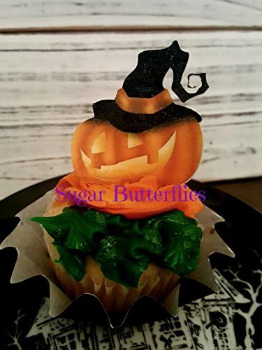 Edible Halloween Pumpkin Cupcake Toppers Set of 12
