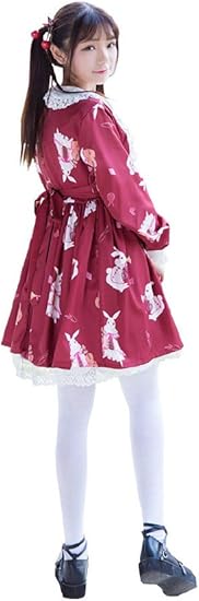Amazon 姫洋服 ロリータ Lolita クラッシック 森ガール 可愛い ウサギ柄 ワンピース 姫様ドレス フォーマル 通販