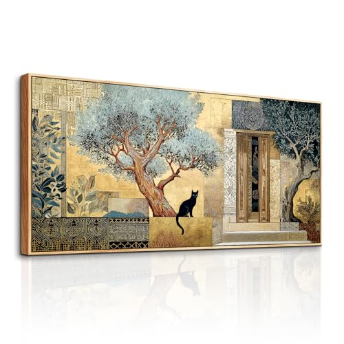 SERIMINO Modern Living Room Decoration Paintings, Large Decorative Canvas, Vintage Decorative Sheets, Landscape Paintings Artistic Bedrooms, Hallways, Dining Room Room 50 x 100 cm | Patio Tonos Dorados, Lona Mate, Impresión Hd, Instalación Sencilla, Multi Espacios