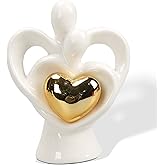 Runziti White and Gold Couple Statue, Modern Hugging Lovers Sculpture for TV Stand, Living Room, Shelf, and Bedroom Decor, Romantic Anniversary and Wedding Gifts for Couples