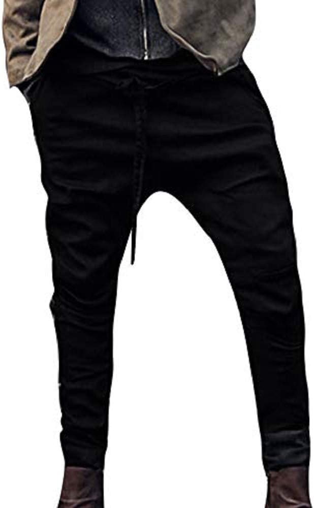 Creazrise Men Drop Crotch Funnel Pockets Drawstring Harem Pants Casual Drawstring Sweatpants
