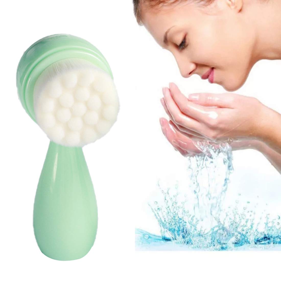 Facial Cleanser Brush Portable 2 in 1 Double Side Silicone Soft Fur Scrub Manual Silica Scrub Face Massage Washing Brush Blackhead Remover Skin Care Tool(Green): Beauty