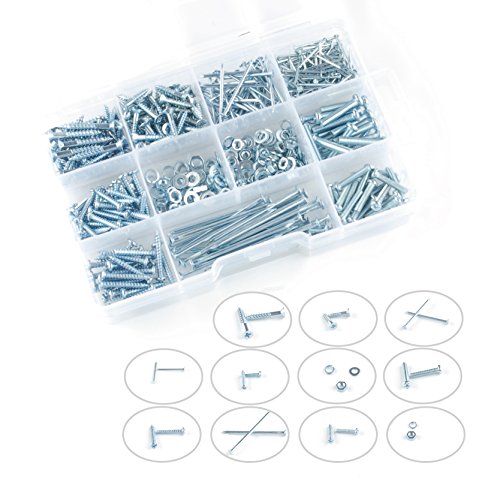 Seah Hardware 580 pcs Home Fastener Assortment Kit, Bolt, Screw Nut & Washer Assortment