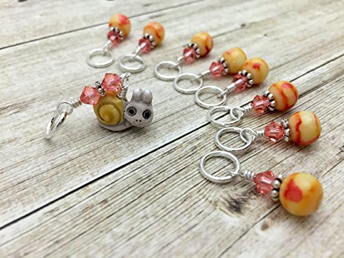 image for Jill's Beaded Knit Bits Cute Snail Stitch Marker Charm Set- Knitting J