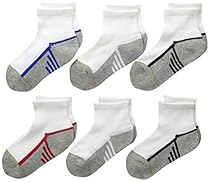 Gold Toe Big Boys' Six-Pack Athletic Quarter Socks (2 PK Medium(12 Pairs), White/multi)