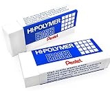 Hi-Polymer Large Plastic Rubbers Erasers - White - Pack of 2