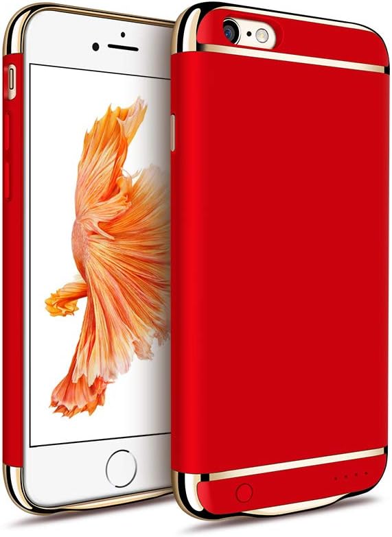 MYGIRLE Battery Case 2500/3500mAh Extended Charging Case for iPhone 6 / iPhone 6s 4.7/5.5 inch Power Bank Battery Charger Case Rechargeable Juice Pack,Red,i6/6s[2500mah]