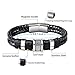 ANUIMOAR Men Genuine Leather Bracelet Stainless Buckle Multi-layer Braided Black Wrist Cuff Fashion Bangle8