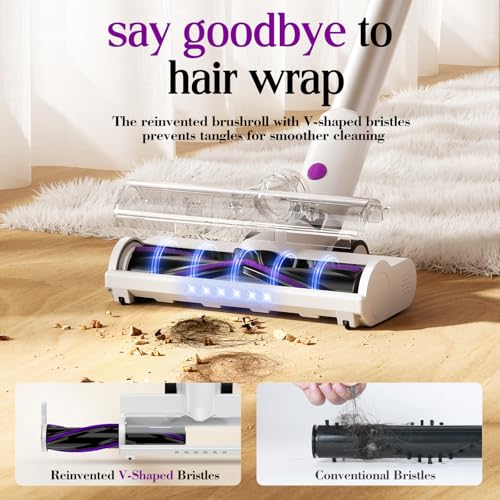Cordless Vacuum Cleaner, 45KPA 6-in-1 Stick Vacuum with Wall Mount & Touch Screen, Up to 60Mins Runtime,Anti Hair Wrap Lightweight Vacuums with Pet Tool & Crevice Tool, for Carpet & Hard Floor