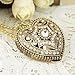 Leegoal Gold and White 8GB Classical Diamond Crystal Heart Shape USB Flash Drive with Necklace