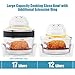 COSTWAY Infrared Halogen Convection Oven with Stainless Steel Extender Ring, 12.68-18 Quart, 1300W, Cooker Glass Bowl Healthy Low Fat Cooking, White