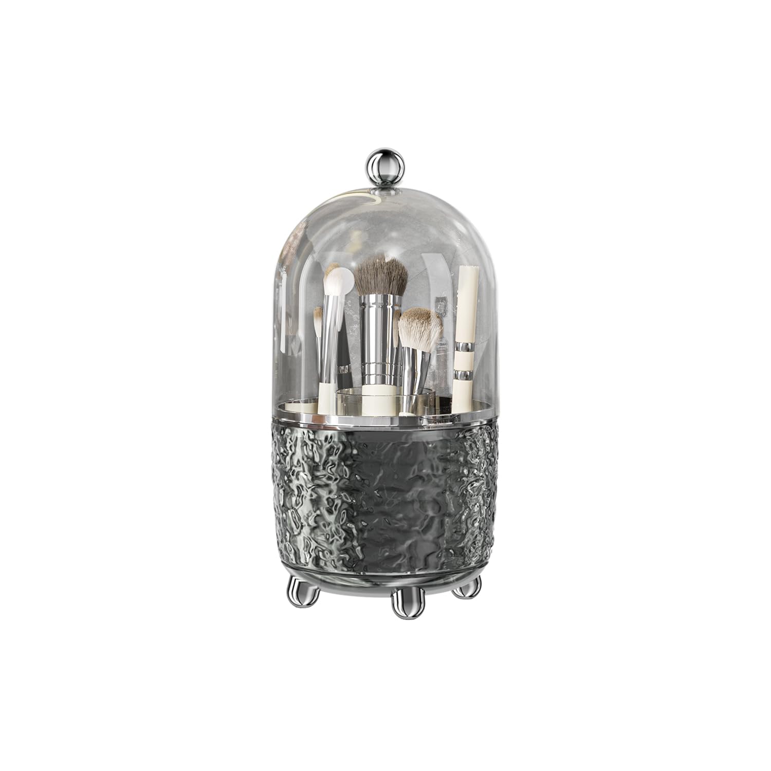 Photo 1 of JUPITER WARRIOR Makeup Brush Holder with Lid, 360° Rotating Cosmetic Tools Organizer with Cover, Dustproof Spinning Makeup Brush Organizer for Vanity, Ideal Gift for Girlfriend Wife Friends (Gray)
