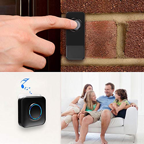Wireless Doorbell Chime,BITIWEND Wireless Door Bell,Waterproof Cordless Door Chime Kit with 1000ft Range, 52 Ringtones,4 Level Volume,LED Indicator Door Bell,3 Push Buttons & 2 Receivers