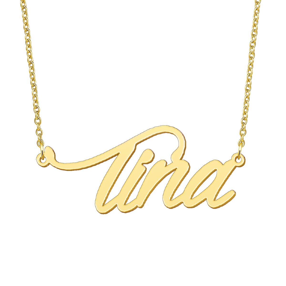 BYBWBL Tina Name Pendant Necklace 18k Gold Plated