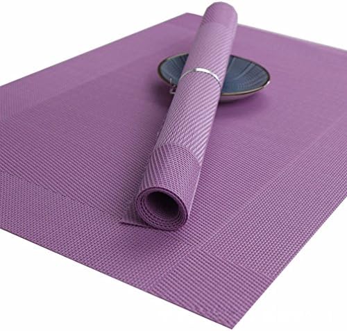 QXFSMILE Dining Room Placemats Crossweave Woven Vinyl Non-slip Insulation Placemat Washable Table Mats Set of 4 (Purple)