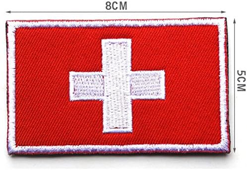 Tactical Morale Switzerland Flag Patch with Velcro Decorative Embroidered Badge Appliques