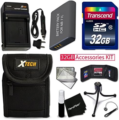PRO 32GB Accessories KIT for Canon ELPH 170 IS, IXUS 170, IXUS 160, 150 IS, 350 HS, 340 HS, 320 HS Includes: 32GB High-Speed Memory Card + NB-11L / NB-11LH Battery + AC/DC Charger + Fitted Case + MORE