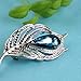 Merdia Brooches Pin for Women Bridal Glittery Crystal Feather Brooch Blue