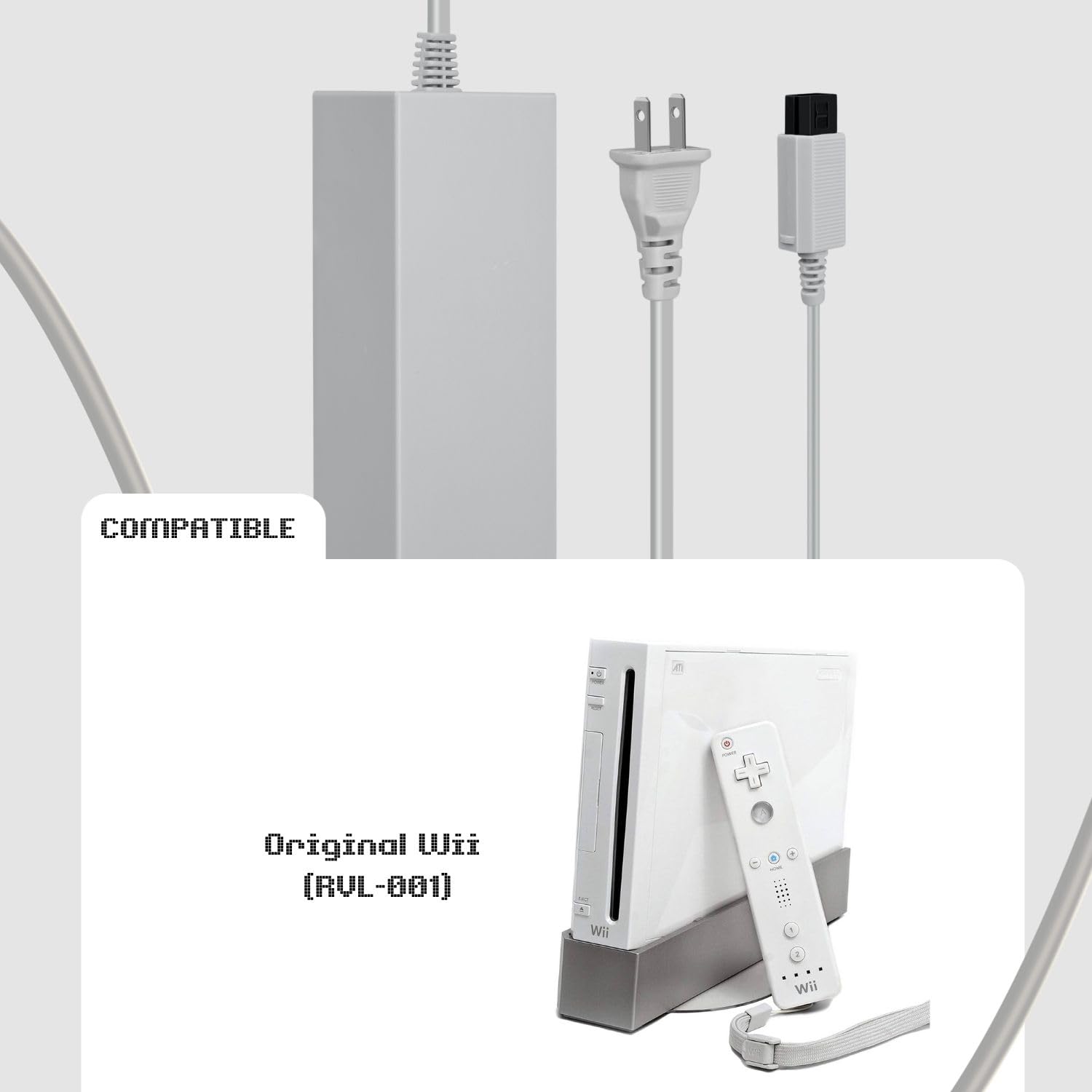 TNP AC Adapter for Nintendo Wii Power Cord - Replacement Power Supply Adapter for Nintendo Wii Gaming Console
