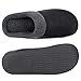 HomeIdeas Men's House Woolen Fabric Memory Foam Slippers, Cozy Bedroom Indoor/Outdoor Slip on Shoes with Durable Rubber Sole (Size 11-12 D(M) US, Black)