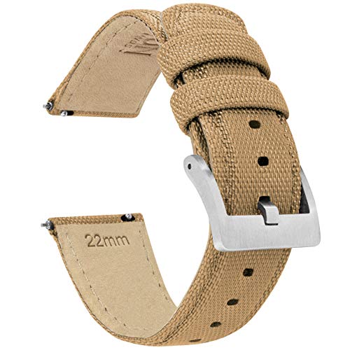 20mm Khaki Tan BARTON Sailcloth Quick Release Premium Nylon Weave