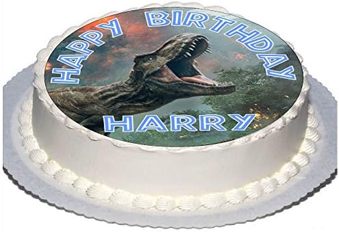 Fallen Kingdom Jurassic Round 7.5" Personalised Party Birthday Cake Topper