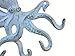 Rustic Dark Blue Whitewashed Cast Iron Octopus Hook 11 Inch - Decorative Hook - Sealife Metal Wall Hook