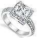 2 Carat Princess Cut Cubic Zirconia Sterling Silver 925 Wedding Engagement Ring Sizes 4 to 11
