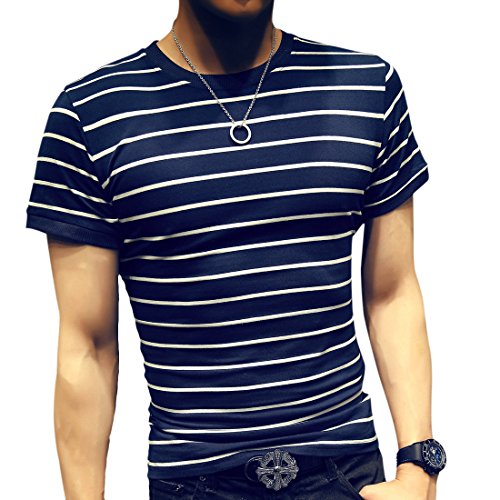Casual Stripe Contrast Color Short Sleeve T-Shirt