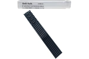 DRILL HULK 5/32-Inch x 6-Inch Aircraft Extension Black Oxide Drill Bit, Premium M2 High Speed Steel, Extra Length, for Metal, Plastic, Wood
