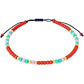 TILUNAMI Anklets for Women, Handmade Colorful Beaded Adjustable Gemstone Anklet, Colorful Small Beads Hippie Foot Jewelry, Ankle Bracelet, Boho Style Waterproof, Gift Set with Box & Ribbon