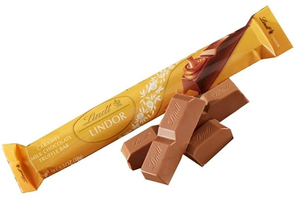 LINDT LINDOR CARAMEL & MILK CHOCOLATE SNAP BAR 1.3 OZ (PACK OF 4)