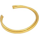 DEAROK Gold Bracelets for Women 14K Gold Plated Cuff Bracelets for Women Stainless Steel Bangle for mothers birthday gifts Friendship Bracelet For Women.