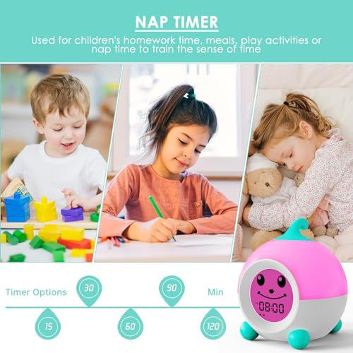 iHoo Ok to Wake Kids Alarm Clock, Toddler Sleep Training Clock with Touch Night Light, Nap Timer Gift for 2-9 Years Girls Boys